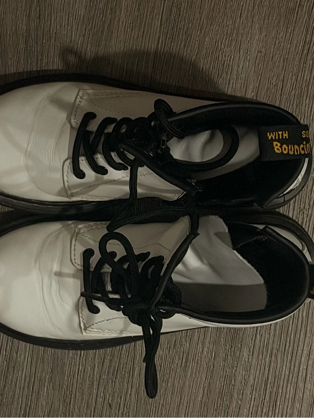 Dr. Martens Kids White and Black Lace-Up Boots